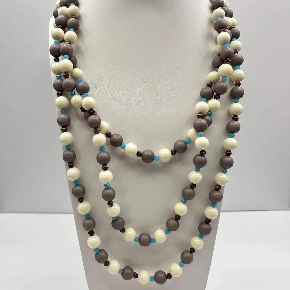 Vintage 90s RoRo Multi-Strand Beaded Necklace Earring Set Boho Fashion Jewelry